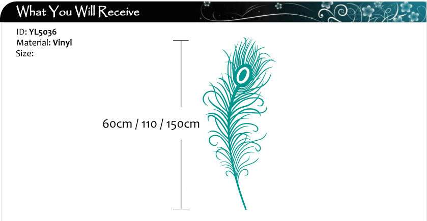Peacock Feather Vinyl Art Wall Stickers / Wall Decals  